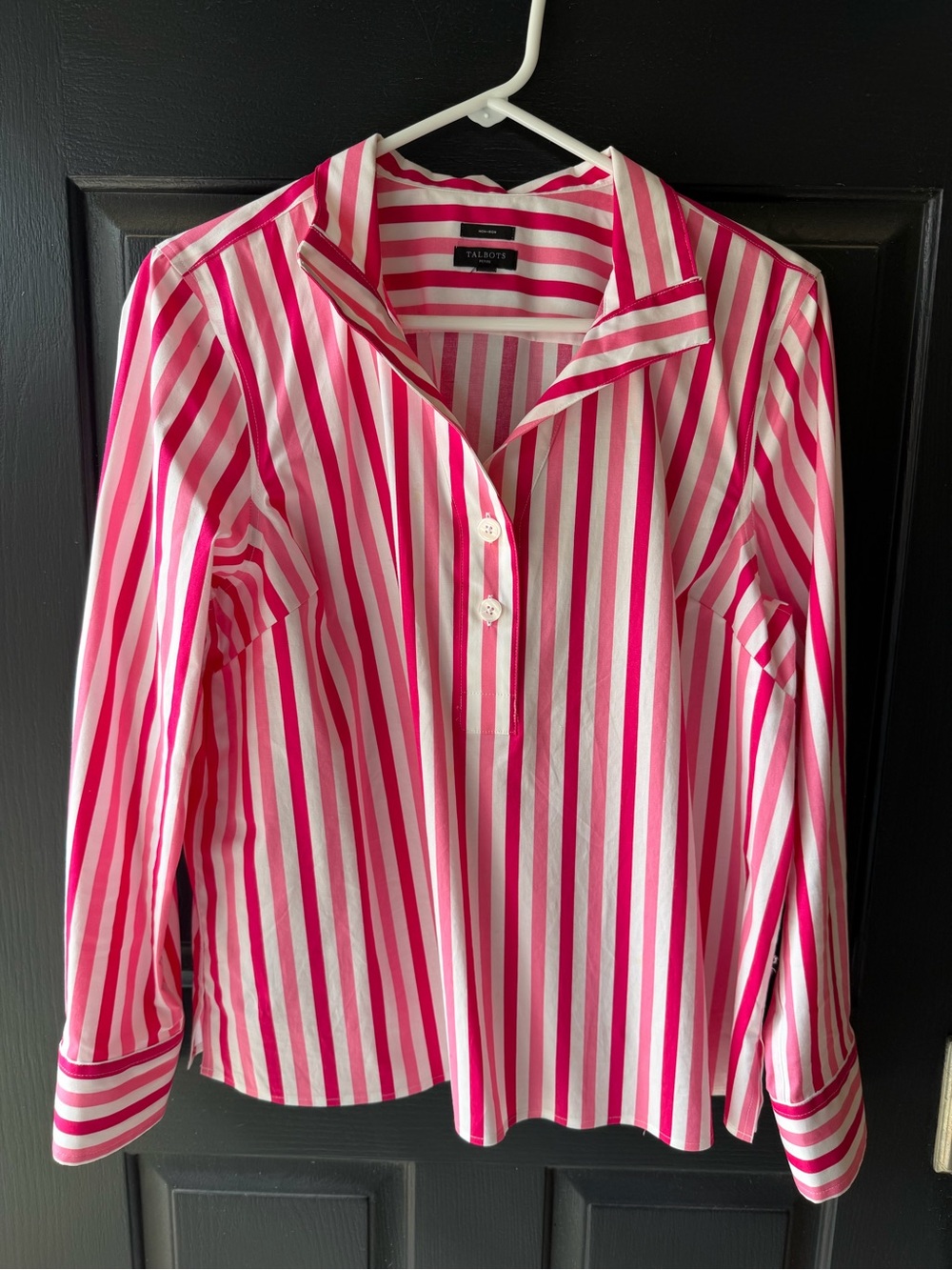 Talbots Pink and White Striped Petite Blouse LP